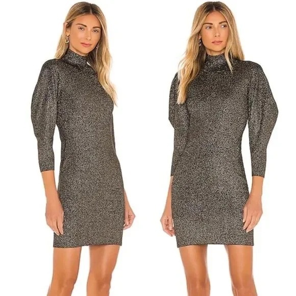 A.L.C. Samuel Puff Sleeve Metallic Dress - Picture 1 of 9